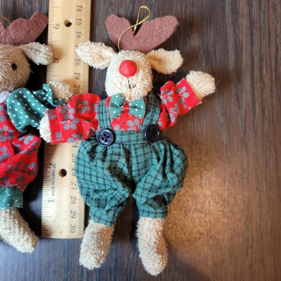 Vintage Reindeer ordament couple in a sleigh basket Holiday - Picture 5 of 16